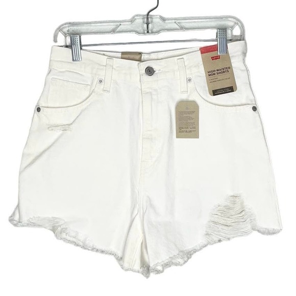 Levi’s High Waisted Mom Shorts In White 28 NWT - Picture 4 of 10